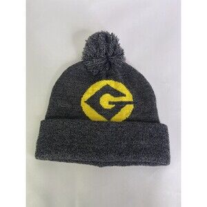 Despicable Me Gru Logo Pom Knit Gray Yellow Cuff Beanie Hat Cap Adult OSFM